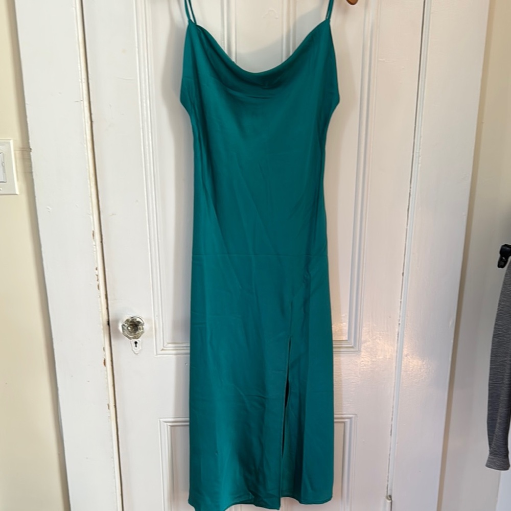 Elegant Silk Teal Dress